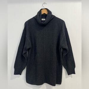 Madeleine Vintage Gray Wool Turtleneck Sweater S Italy Cozycore Minimalist